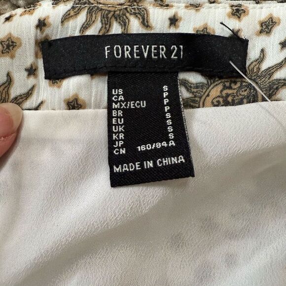 Forever 21 Zodiac Celestial Sun Star Moon Chiffon Wrap Bell Top Blouse S - Picture 4 of 7